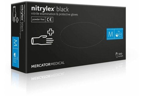 Перчатки нитриловые 100шт M черные, Nitrylex
