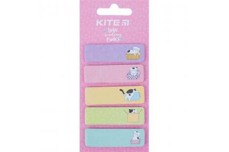 Стикеры-закладки бумажные 15*50мм 100л 5 цветов Cats, Kite