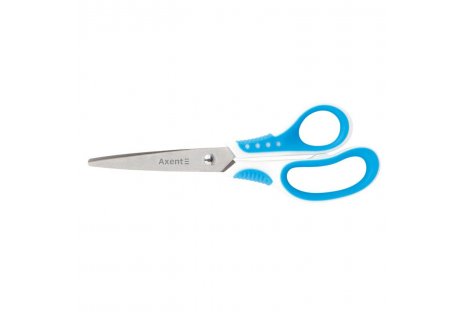 Ножиці 18см ручки з гумовими вставками біло-блакитні Shell, Axent