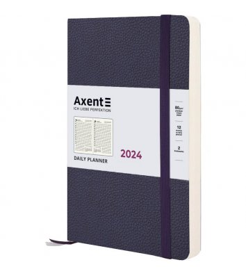 Щоденник датований A5 2024 Partner Soft Skin синій, Axent