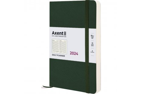 Ежедневник датированный A5 2024 Partner Soft Skin темно-зеленый, Axent