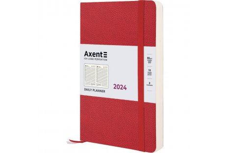 Ежедневник датированный A5 2024 Partner Soft Skin красный, Axent
