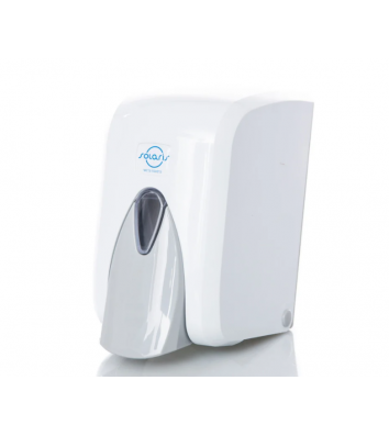 Дозатор для жидкого мыла пластиковый белый 0,5л, наливной, кнопочный, Solaris