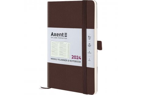 Еженедельник датированный 2024 Partner Soft Diamond 125*195мм коричневый, Axent