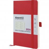 Еженедельник датированный 2024 Partner Soft Skin 125*195мм красный, Axent