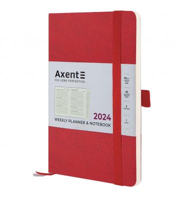 Еженедельник датированный 2024 Partner Soft Skin 125*195мм красный, Axent