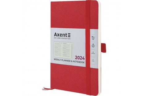 Щотижневик датований 2024 Partner Soft Skin 125*195мм червоний, Axent