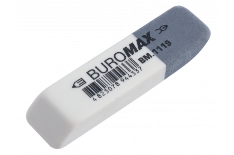 Резинка для карандашей и чернил бело-серая, Buromax