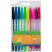 Набір кулькових ручок 10 кольорів 0,7мм, Zibi
