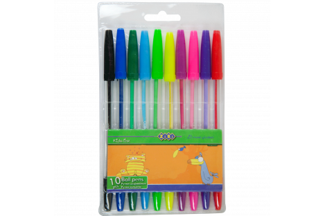 Набір кулькових ручок 10 кольорів 0,7мм, Zibi