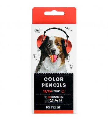 Олівці кольорові 12шт 24 кольори шестигранні "Dogs", Kite