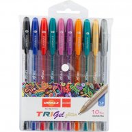 Набір гелевих ручок 10 кольорів Trigel Glitter 1мм, Unimax