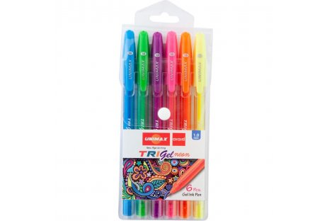 Набір гелевих ручок 6 кольорів Trigel Neon 1мм, Unimax