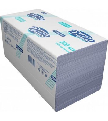 Рушники паперові двошарові 200шт V-складання  целюлозні білі Бізнес Optimal, Диво