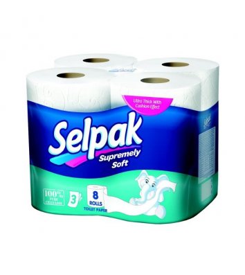 Туалетная бумага трехслойная 8рул/уп Selpak, белый