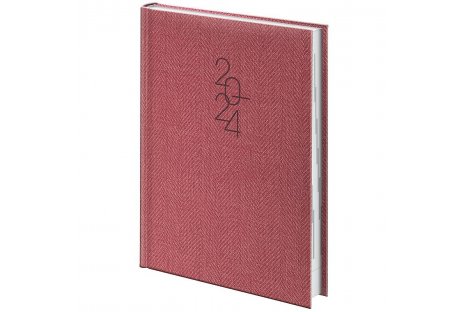 Ежедневник датированный A5 2024 Tweed красный, Brunnen