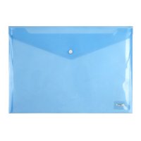 Папка-конверт А4 на кнопке пластиковая синяя, Axent