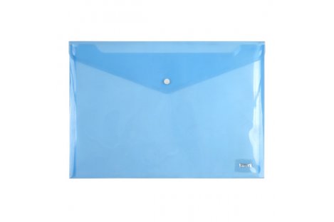 Папка-конверт А4 на кнопке пластиковая синяя, Axent