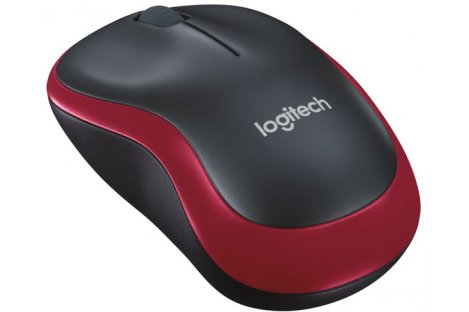 Мышь компьютерная беспроводная черно-красная, Logitech M185 Wireless Mouse Red