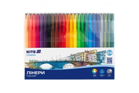 Набір лайнерів Creative 24 кольори 0,4 мм, Kite