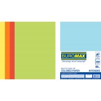 Набор бумаги А4 80г/м2 250л цветной 5 интенсивных цветов, Buromax