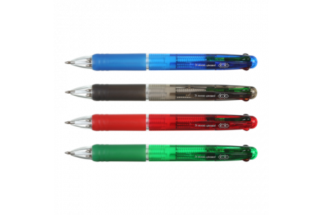 Ручка шариковая автоматическая, 4 цвета чернил 0,5мм, Zibi