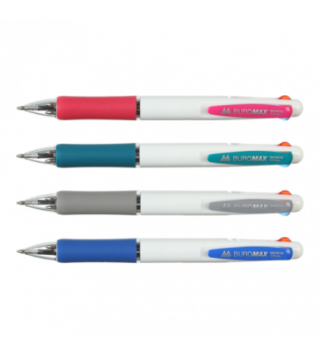 Ручка шариковая автоматическая, 3 цвета чернил 0,5мм, Buromax