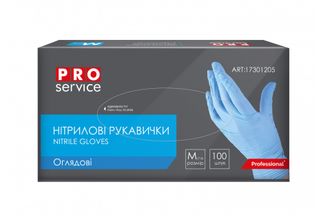 Рукавички нітрилові 100 шт М блакитні, Pro Service Рукавички нітрилові 100 шт М блакитні, Pro Service