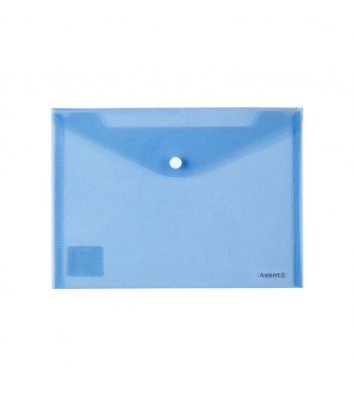 Папка-конверт А5 на кнопке пластиковая прозрачная синяя, Axent