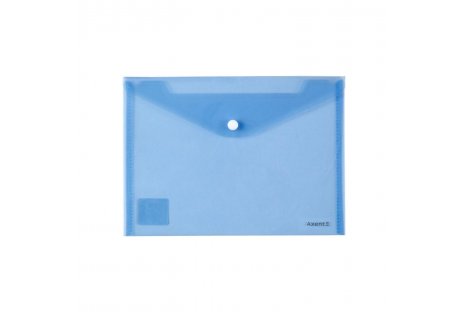 Папка-конверт А5 на кнопці пластикова прозора синя, Axent