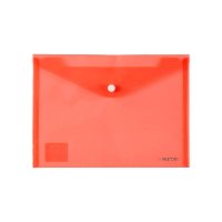 Папка-конверт А5 на кнопке пластиковая прозрачная красная, Axent