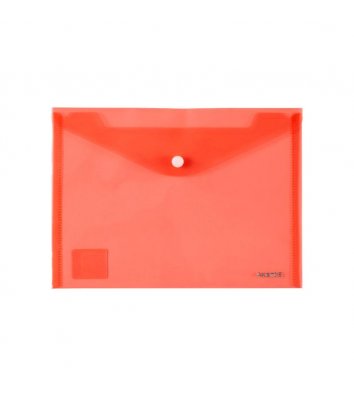Папка-конверт А5 на кнопці пластикова прозора червона, Axent
