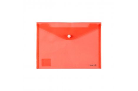 Папка-конверт А5 на кнопке пластиковая прозрачная красная, Axent