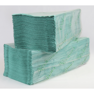 Полотенца бумажные однослойные 170шт V-сборка зеленые, Кохавинка