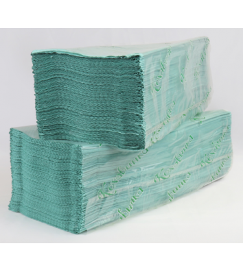 Рушники паперові  одношарові 170шт V-складання зелені, Кохавинка