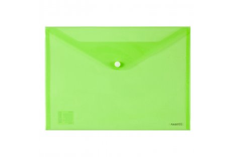 Папка-конверт А4 на кнопке пластиковая зеленая, Axent