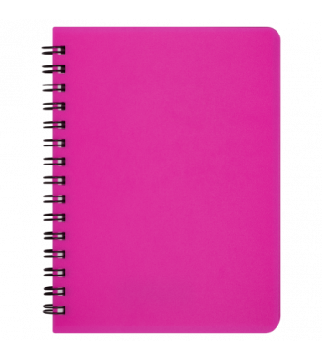Блокнот А6 60арк клітинка Bright, бічна спіраль рожевий, Buromax