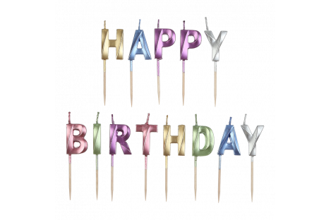 Набір свічок для торта "Happy birthday" кольорові, Buromax