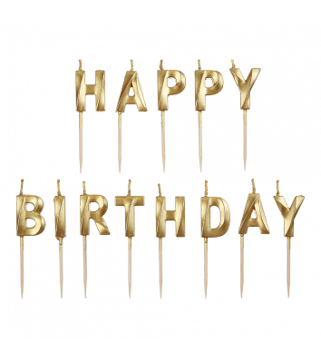 Набір свічок для торта "Happy birthday" золоті, Buromax
