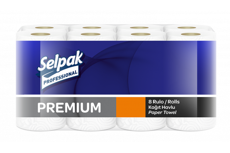 Рушники паперові тришарові  8рул Premium білі, Selpak
