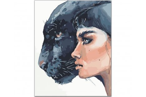 Живопись по номерам "Девушка и пантера" 40*50см в коробке, ArtStory