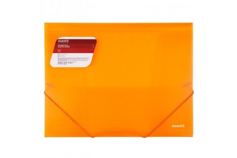 Папка А4 пластиковая на резинках прозрачная оранжевая, Axent
