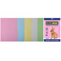 Набір паперу А4 80г/м2 50арк кольоровий 5 пастельних кольорів, Buromax