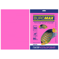 Папір А4  80г/м2  50арк кольоровий неоновий малиновий, Buromax