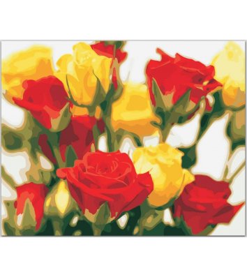 Живопис за номерами "Жовто-червоні троянди" 40*50см в коробці, ArtStory