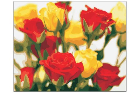 Живопис за номерами "Жовто-червоні троянди" 40*50см в коробці, ArtStory