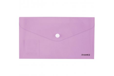 Папка-конверт DL на кнопке пластиковая сиреневая Pastelini, Axent