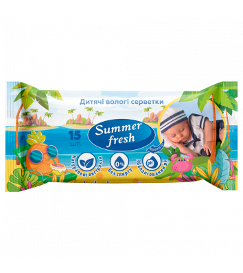 Серветки вологі дитячі 15 шт "Baby Wipes", Summer Fresh
