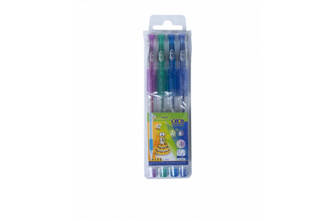 Набір гелевих ручок 4 кольори з глітером 0,7мм, Zibi