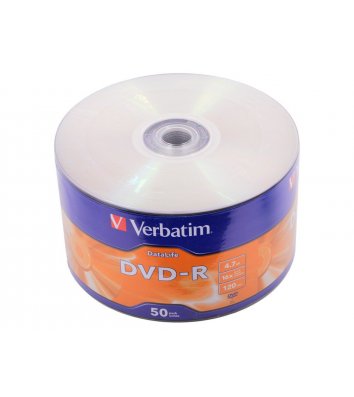 Диск DVD+R 4.7Gb 16х Wrapped Matt Silver 50шт, Verbatim
